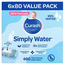 Curash Simply Water Wipes 6 x 80 Pack