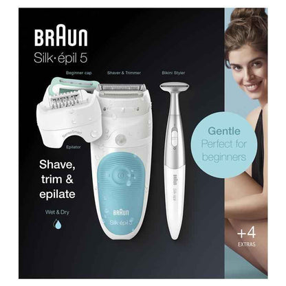 Braun Silk-Epi 5 Wet & Dry Epilator White/Blue SES5-810