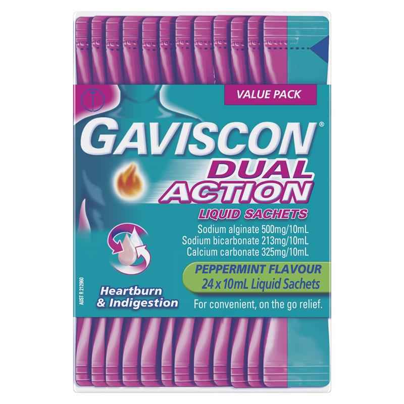 Gaviscon Dual Action Liquid Sachets Peppermint 24 Pack
