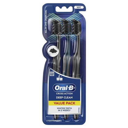 Oral B Toothbrush Cross Action All In One Charcoal 3 Pack