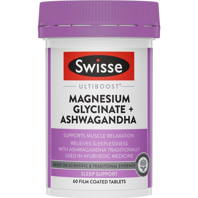 Swisse Ultiboost Magnesium Glycinate + Ashwagandha Night 60 Tablets
