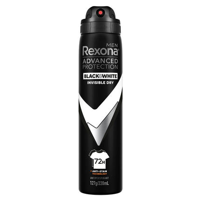 Rexona Men Advanced Antiperspirant Aerosol Invisible Dry Black & White 220ml