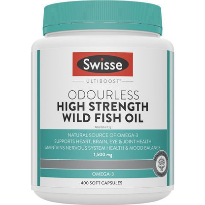 Swisse Ultiboost Odourless High Strength Wild Fish Oil 1500mg 400 Capsules
