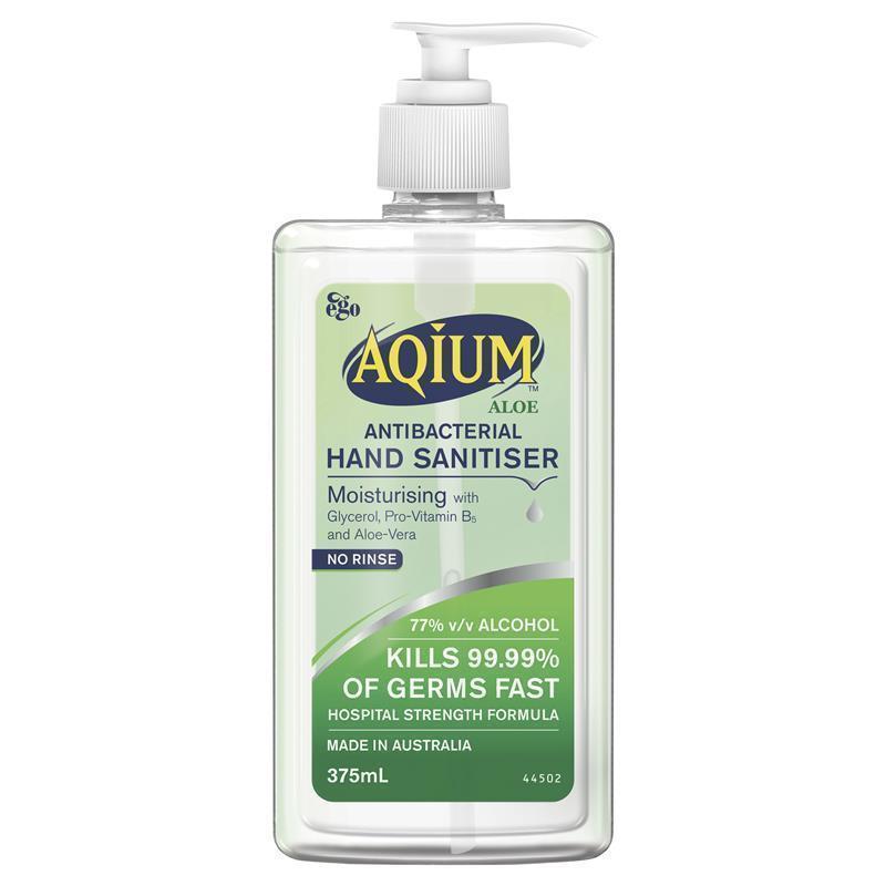 Aqium Antibacterial Hand Sanitiser (Aloe) 375Ml