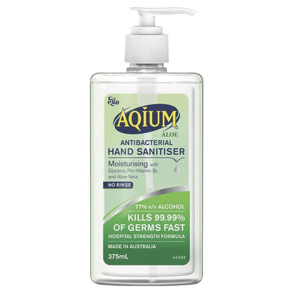 Aqium Antibacterial Hand Sanitiser (Aloe) 375Ml