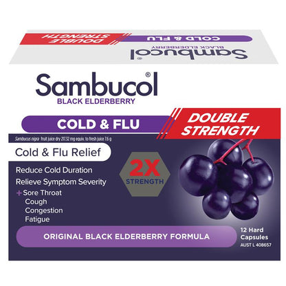 Sambucol Cold & Flu Double Strength 12 Capsules