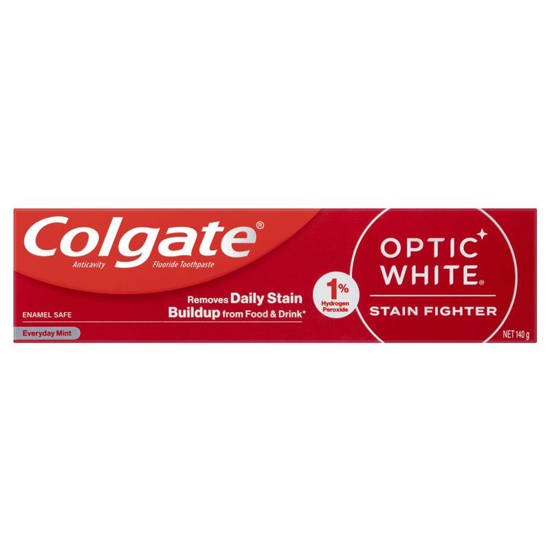 Colgate Optic White Stain Fighter Teeth Whitening Toothpaste Sparkling White with Hydrogen Peroxide 140g
