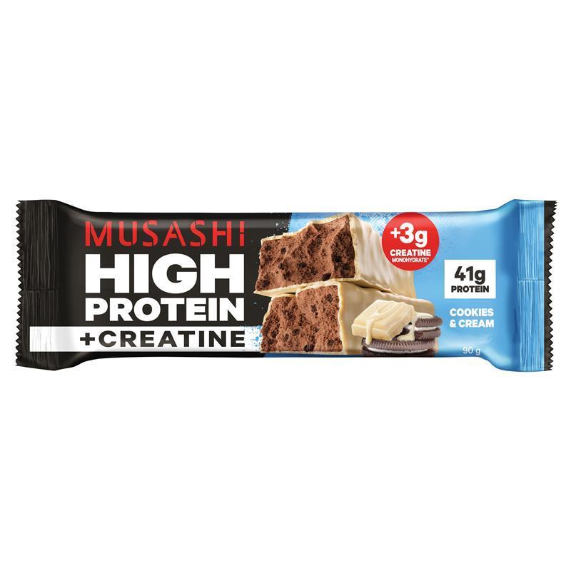 Musashi High Protein + Creatine Cookies & Cream 90g