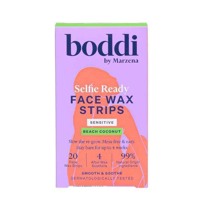 Boddi By Marzena Selfie Ready Face Wax Strips Sensitive Beach Coconut 20 Pack