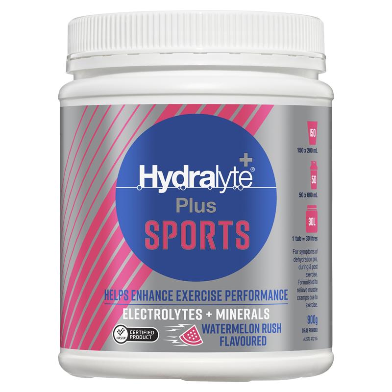 Hydralyte Plus Sports Watermelon Rush Flavoured Powder 900g