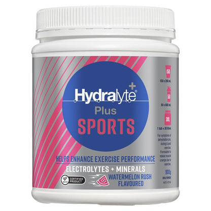 Hydralyte Plus Sports Watermelon Rush Flavoured Powder 900g