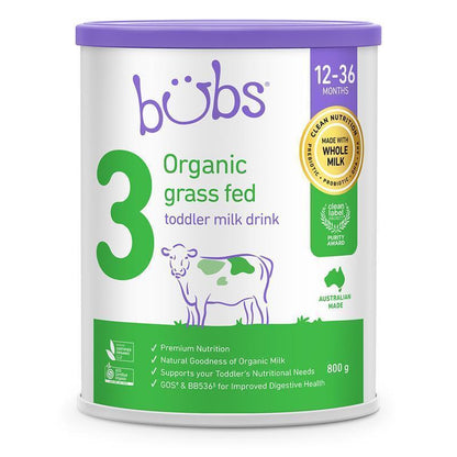 Bubs Organic Grass Fed Stage 3 Toddler Milk 800g