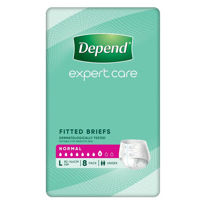 Depend Expert Care Incontinence Fitted Briefs Normal Large 8 Pack