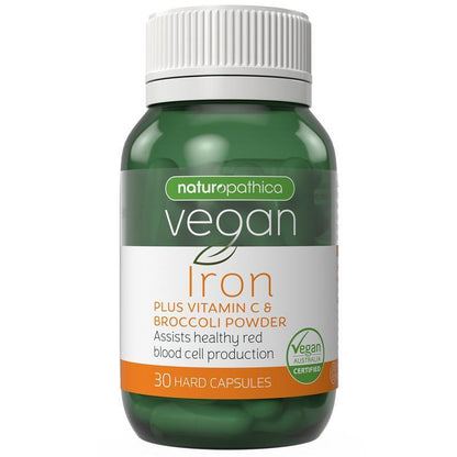 Naturopathica Vegan Iron Plus Vitamin C & Broccoli Powder 30 Capsules