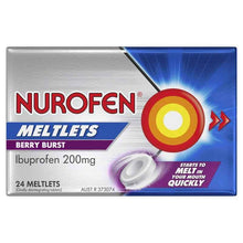 Nurofen Meltlets Pain Relief Berry Burst 200mg Ibuprofen 24 Pack