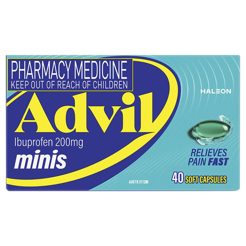 Advil Ibuprofen Pain Relief Liquid Mini 40 Capsules