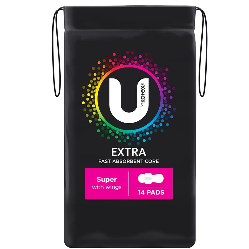U by Kotex Super Pads Wing Extra 14 Pack