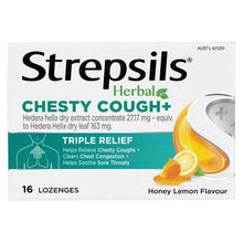 Strepsils Herbal Chesty Cough+ Lozenges Honey Lemon 16 Pack