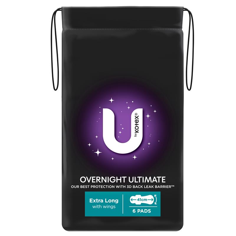 U By Kotex Maxi Ultimate Overnight Wing Pads 6 Pack
