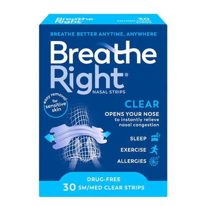 Breathe Right Clear Regular Nasal Congestion Strips 30