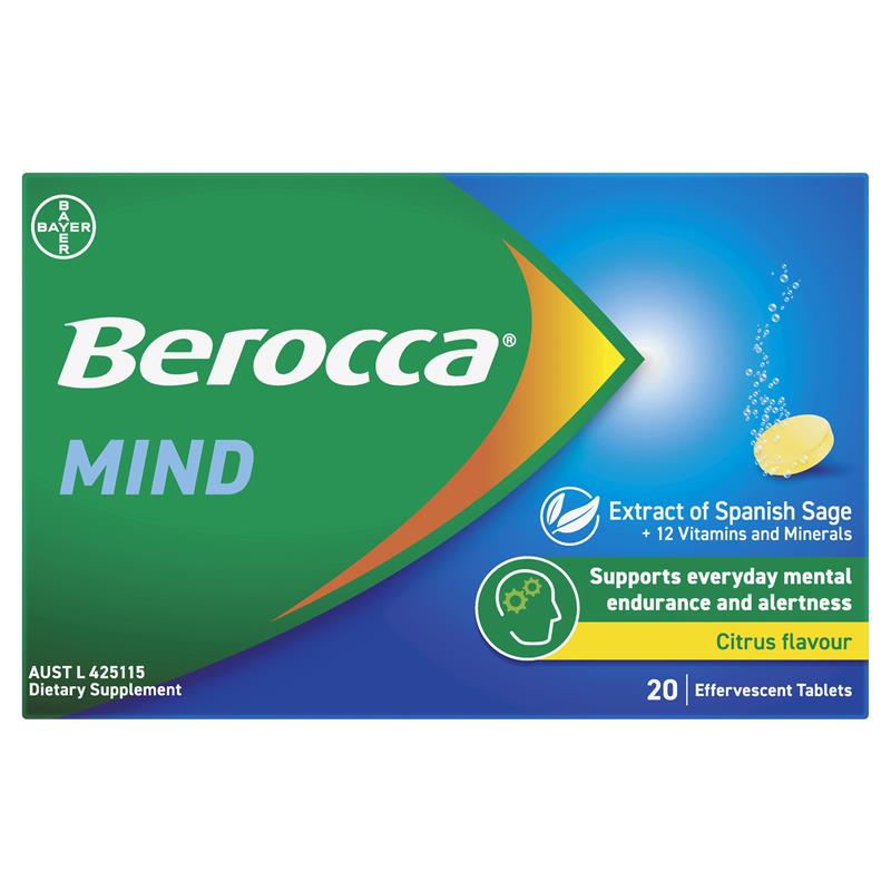 Berocca Mind Citrus 20 Effervescent Tablets - GimmeNow