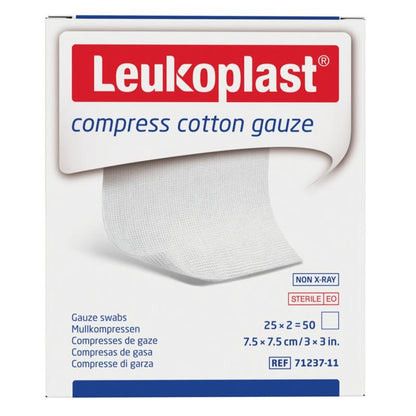 Leukoplast Compress Cotton Gauze 7.5 x 7.5cm 50 Pack
