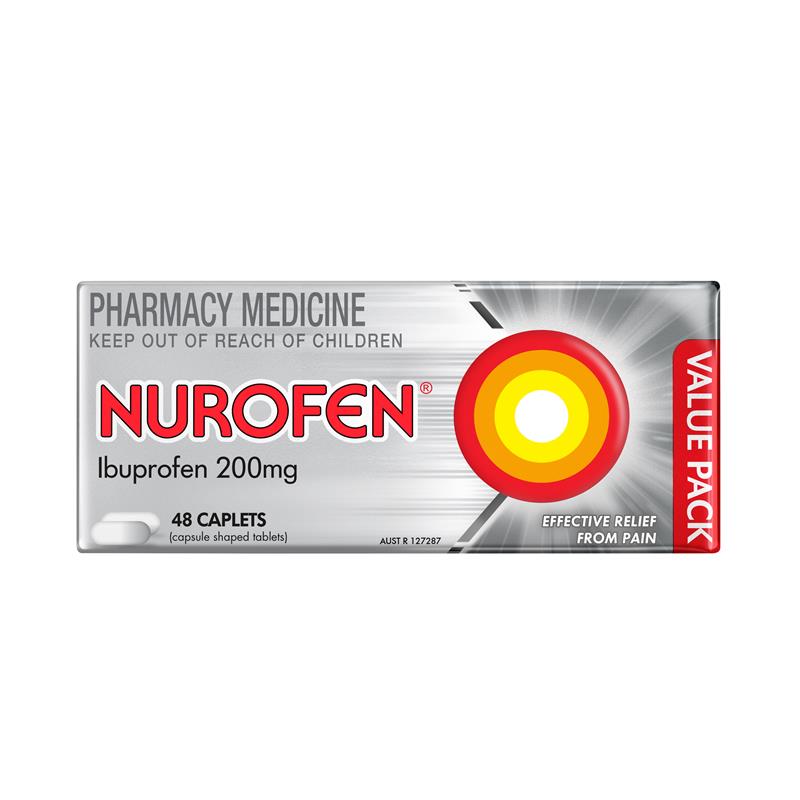 Nurofen Pain and Inflammation Relief Caplets 200mg Ibuprofen 48 pack