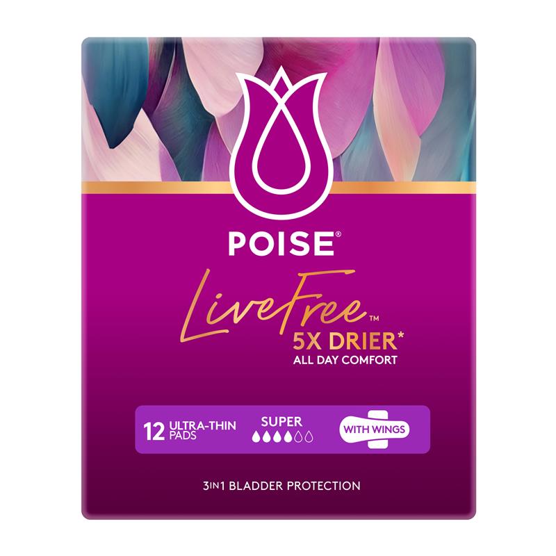 Poise Livefree Pad Super Wing 12 Pack