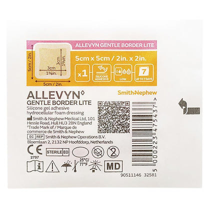 Allevyn Gentle Border Lite 5cm x 5cm Single Dressing