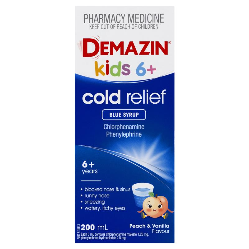 Demazin Kids 6+ Cold Relief Blue Syrup 200ml
