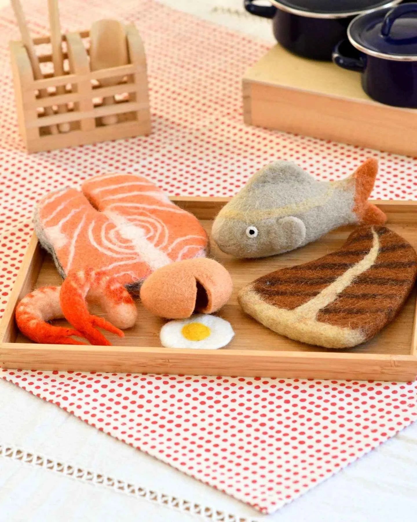 Tara Treasures Felt Food Groups Protein Pretend and Imaginative Play Kitchen Accessories Clearance 3yrs+