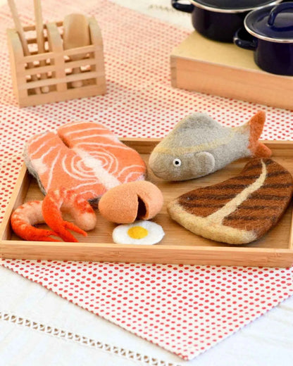 Tara Treasures Felt Food Groups Protein Pretend and Imaginative Play Kitchen Accessories Clearance 3yrs+