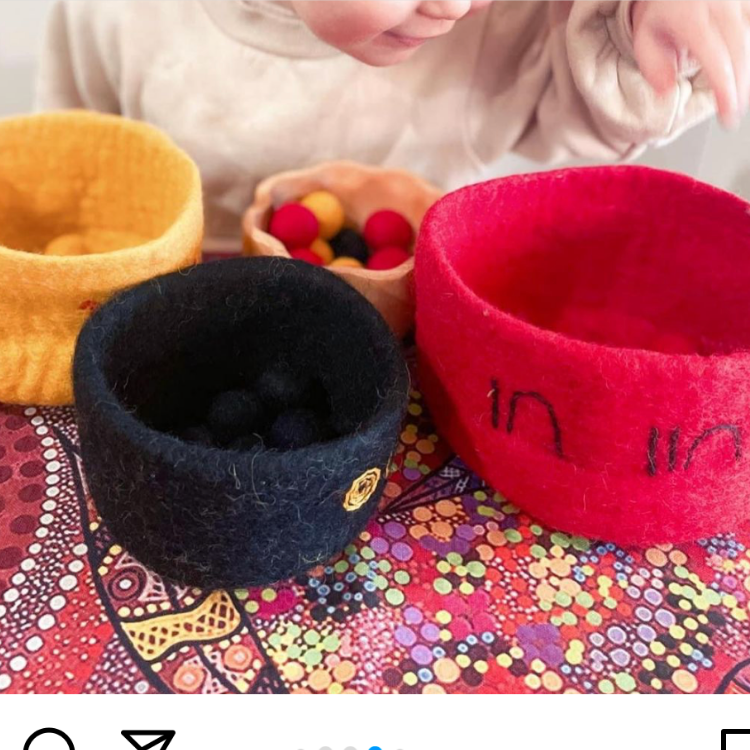 Papoose Felt Indigenous Nested Bowls Set of 3 First Nations Resources Australian Pretend and Imaginative Play School Range Best Seller 3yrs+