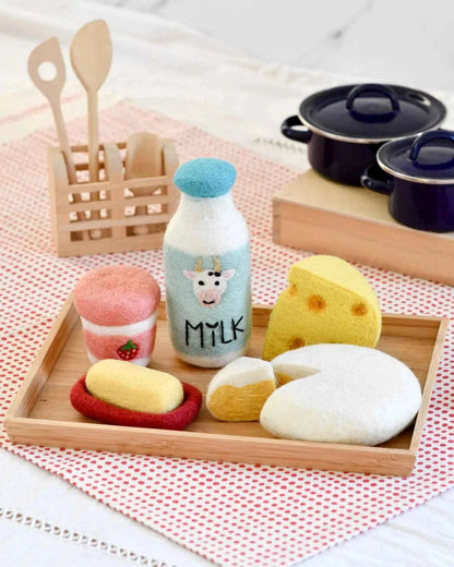 Tara Treasures Felt Food Groups Dairy Pretend and Imaginative Play Kitchen Accessories 3yrs+