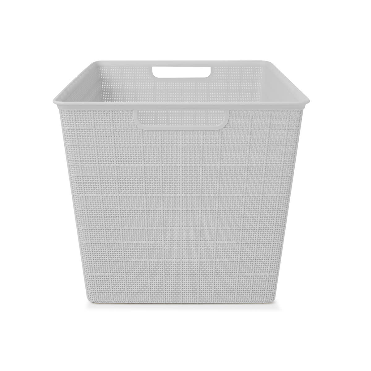 26L Rectangle Linen Weave Basket - Grey