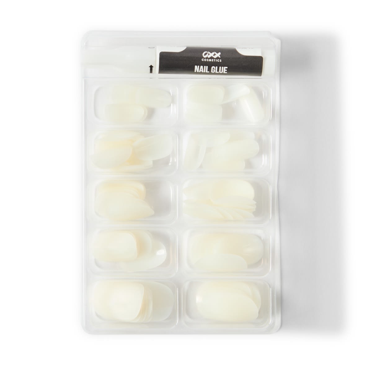OXX Cosmetics 100 Pack Artificial Nails with Adhesive - Oval Shape, Clear