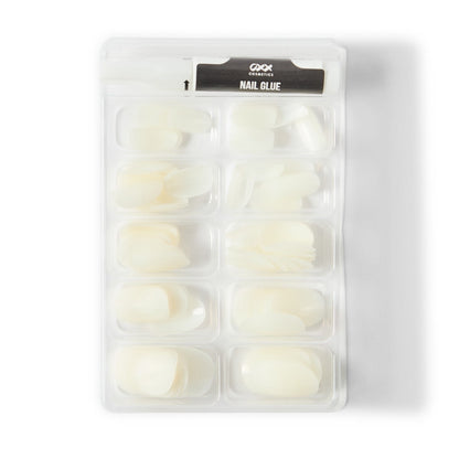OXX Cosmetics 100 Pack Artificial Nails with Adhesive - Oval Shape, Clear