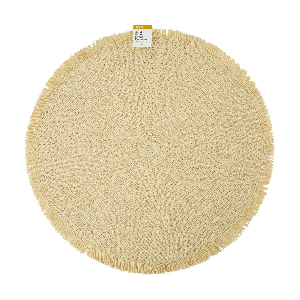 Sand Round Fringe Placemat