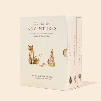 Our Little Adventures (3 Board Books) by Paige Tate First Words Books Introducing Quantity, Colours, Spatial Words and Kindness