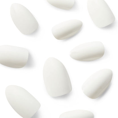 OXX Cosmetics 24 Pack Artificial Nails with Adhesive - Almond Shape, White Shiny