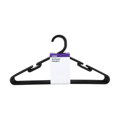 12 Pack Plastic Hangers - Black