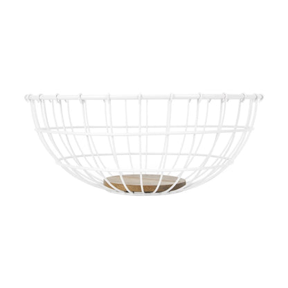 Off White and Acacia Fruit Bowl