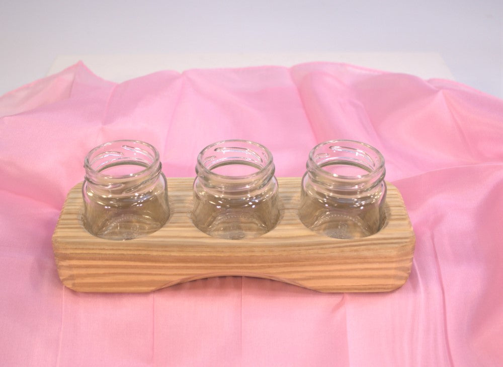 Sedulus Artisan Wooden Paint Jar Holder with Glass Jars Stationary Art and craft for kids 3yrs+