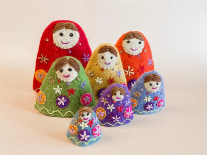 Papoose Felt Rainbow Matryoshka Babushkas 7pc Set Pretend & Imaginative Play Toys Clearance 3yrs+
