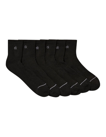 6 Pack Sports Quarter Crew Socks in Black