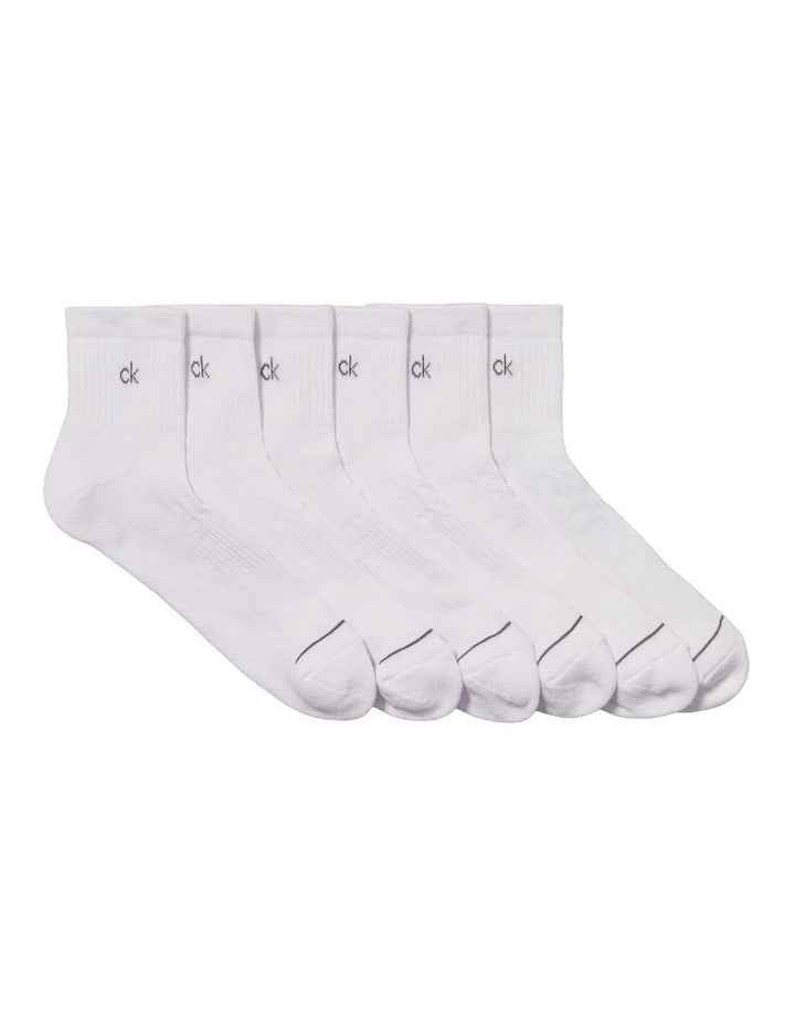 6 Pack Sports Quarter Crew Socks in White