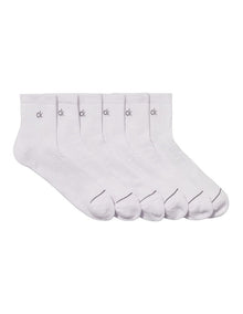 6 Pack Sports Quarter Crew Socks in White
