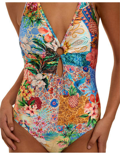 CALYPSA DOUBLE RING ONE PIECE SWIMSUIT