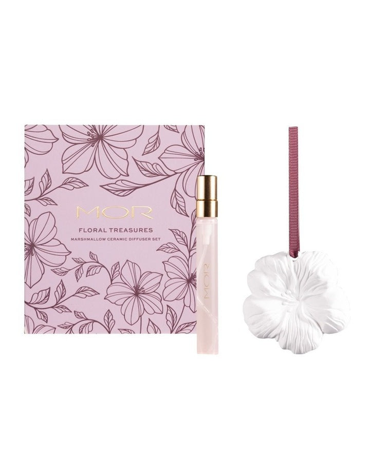 Floral Treasures Marshmallow Ceramic Diffuser Set
