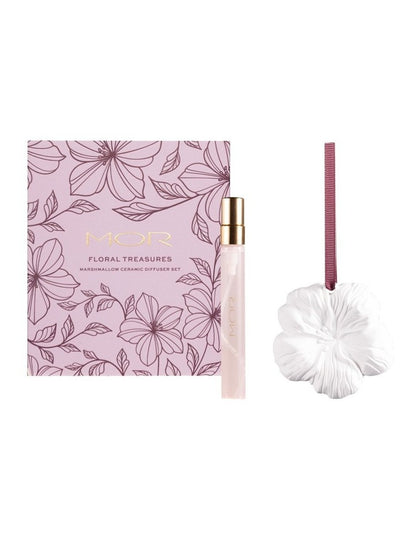 Floral Treasures Marshmallow Ceramic Diffuser Set